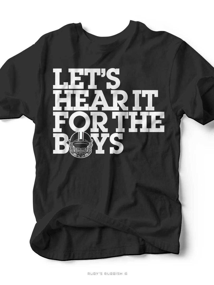 Let's Hear It for the Boys boy mom game day tee in heather black