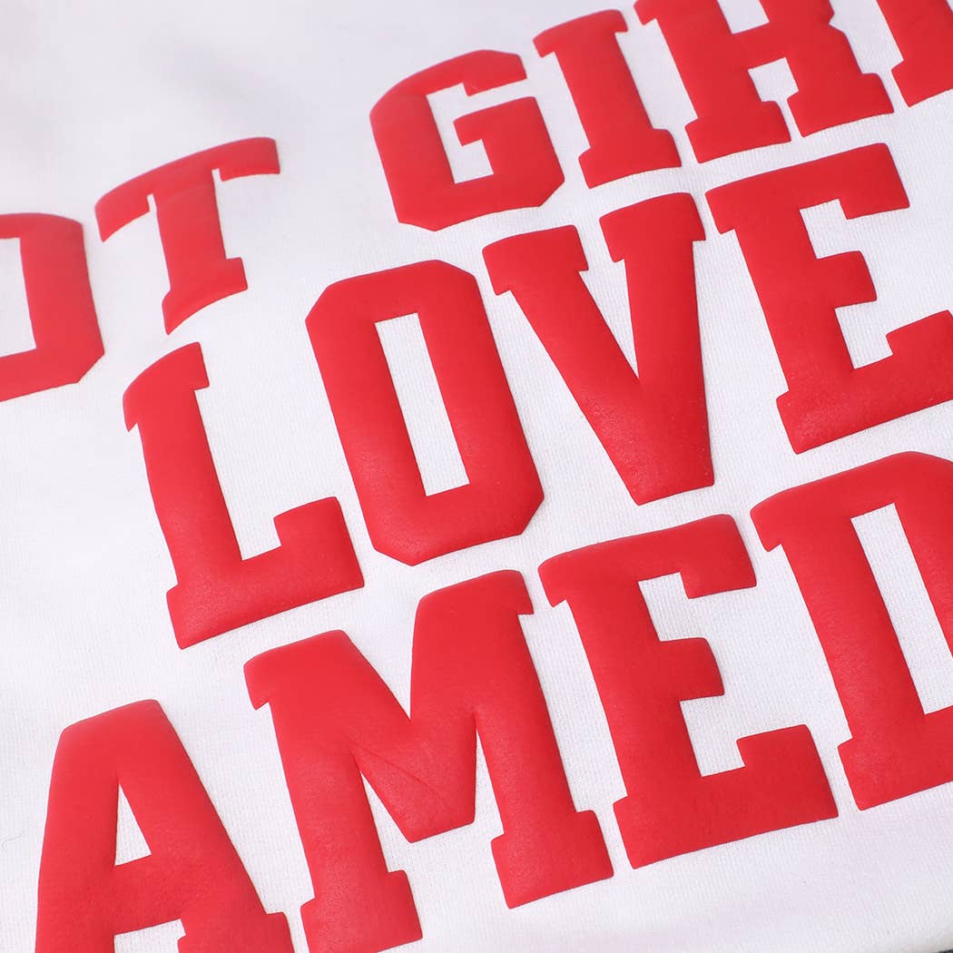 HOT GIRLS LOVE GAMEDAY PUFF Fleece Sweatshirt - detail view | Bleacher Babe