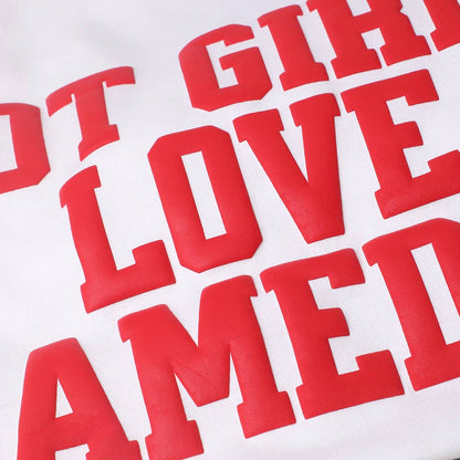 HOT GIRLS LOVE GAMEDAY PUFF Fleece Sweatshirt - detail view | Bleacher Babe