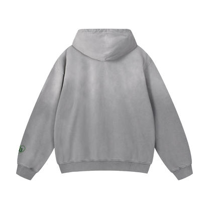 Back view of gray Phila sunfade oversized hoodie