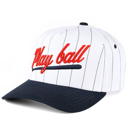 Play Ball Letter Stripe Pattern Trucker Cap - back view | Bleacher Babe