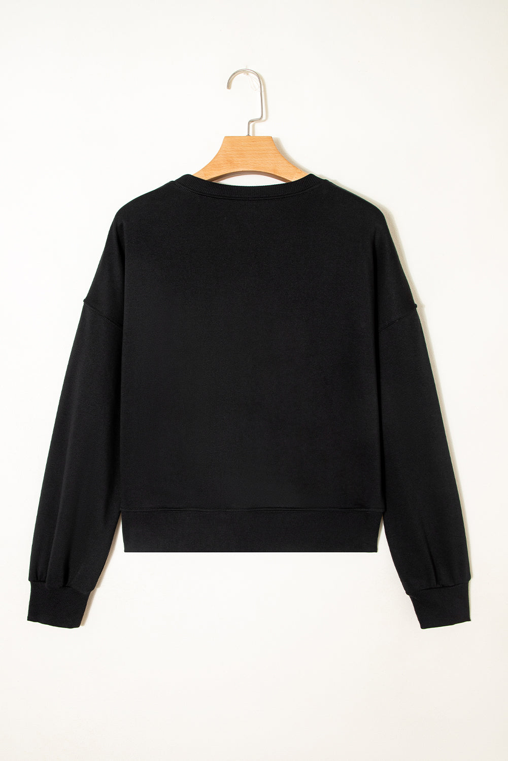 Classy Until Kickoff -- Plush Letter Patch Loose Sweatshirt in Black