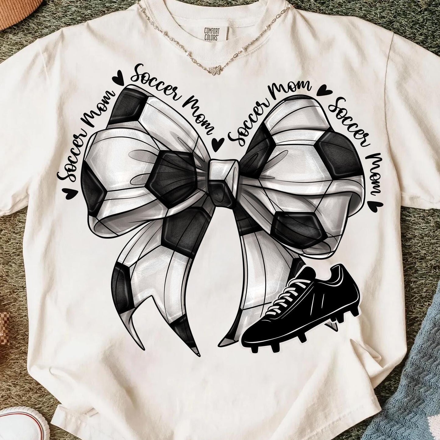 Soccer Bow Mom -- Graphic Tee and Sweatshirt