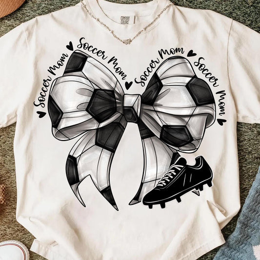 Soccer Bow Mom -- Graphic Tee and Sweatshirt