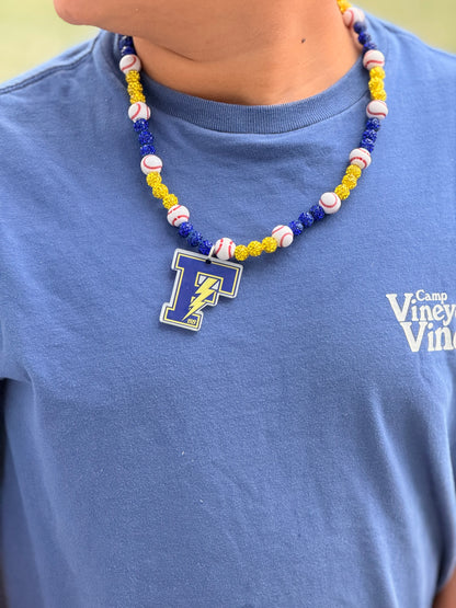 CUSTOM TEAM SPIRIT NECKLACE ⚾💙 - close-up detail | Bleacher Babe