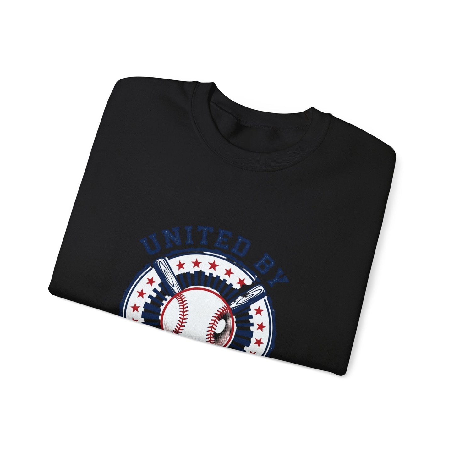 United by Baseball Crewneck Sweatshirt | Patriotic Baseball Graphic, Vintage Red White Blue