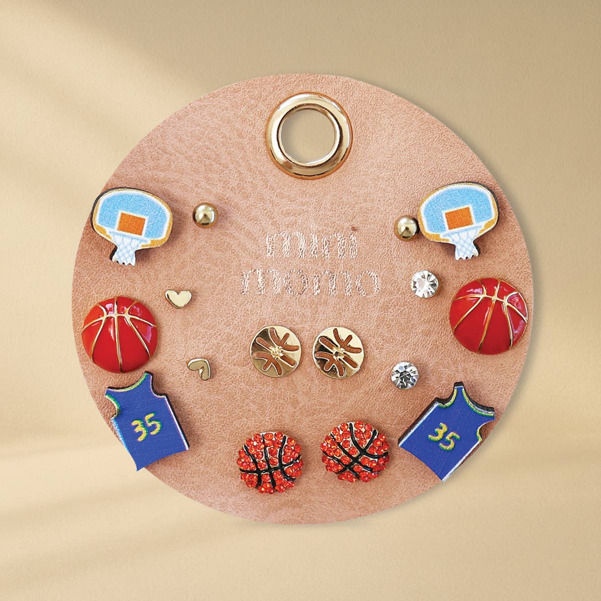 Sports Stud Earrings Multipack Assorted Set - Basketball - front view | Bleacher Babe