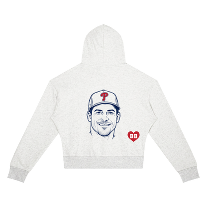 Here for the Catcher Women's Cropped Hoodie, Philly Baseball Game Day Sweatshirt