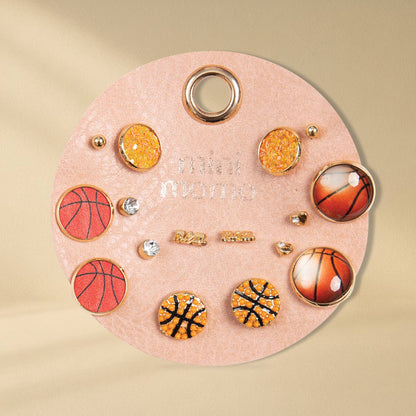 Sports Stud Earrings for Women - Basketball Assorted Set - front view | Bleacher Babe