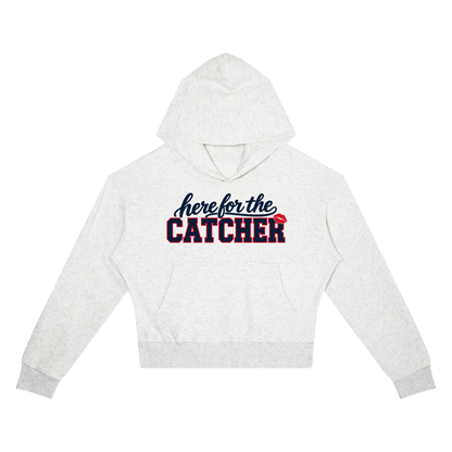 Here for the Catcher Women's Cropped Hoodie, Philly Baseball Game Day Sweatshirt