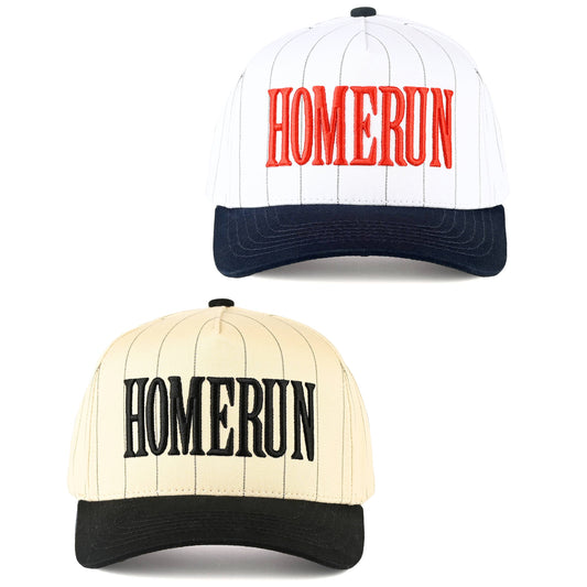 HOME RUN Letter Stripe Two Tone Trucker Cap - front view | Bleacher Babe