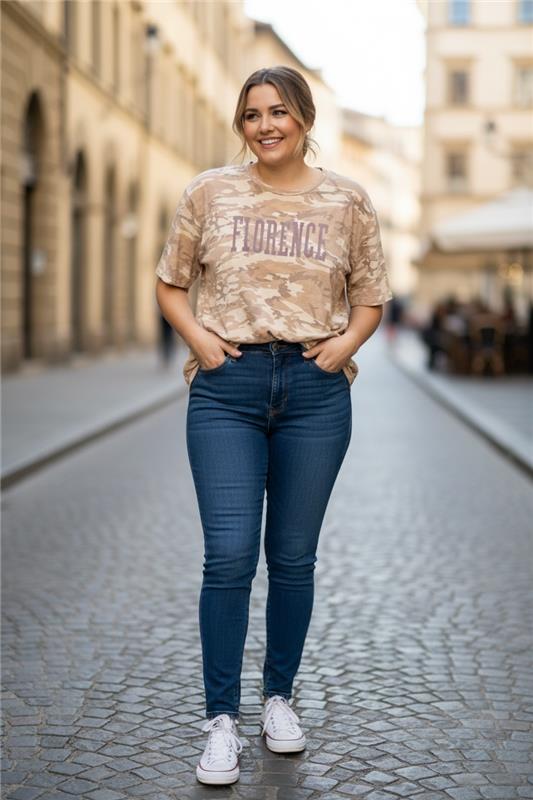 Natural Camo Game Day Tee - front view, custom tailgate t-shirt for women | Bleacher Babe