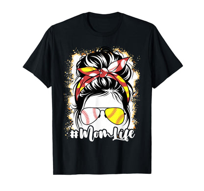 Mom Life Softball Baseball Mothers Day T-Shirt - Unique Graphic Unisex