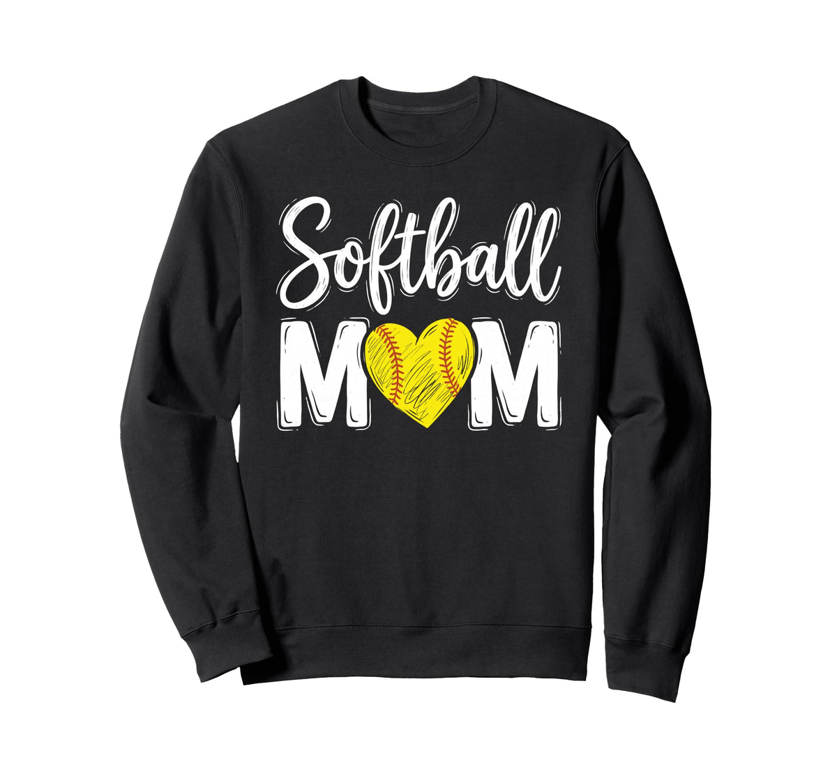Softball Mom Heart Fastpitch Sweatshirt - Casual Everyday Wear for Adults