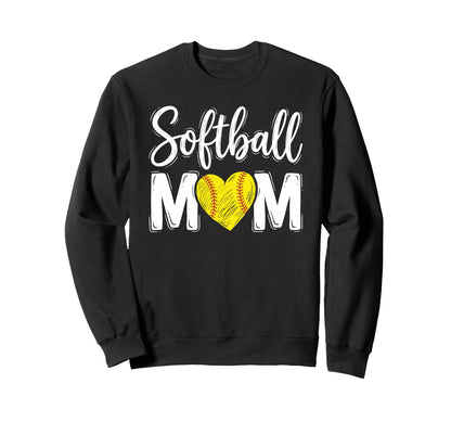Softball Mom Heart Fastpitch Sweatshirt - Casual Everyday Wear for Adults