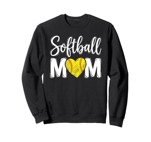 Softball Mom Heart Fastpitch Sweatshirt - Casual Everyday Wear for Adults