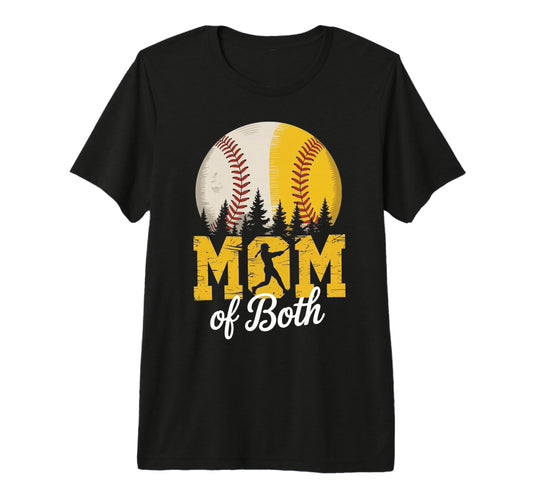 Mom Both Baseball Softball Mothers Day T-Shirt - Unique Graphic for Adults