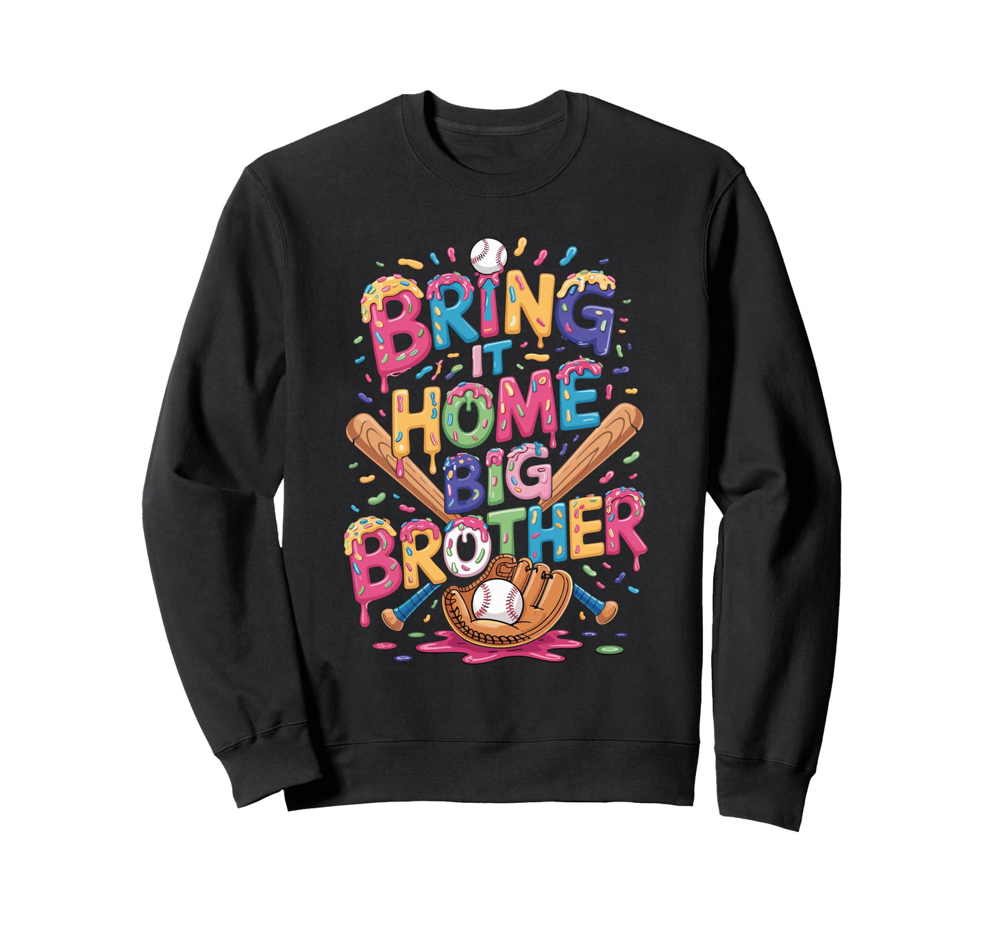 Big Little Brother Baseball Ice Cream Sweatshirt - Unique Graphic Unisex