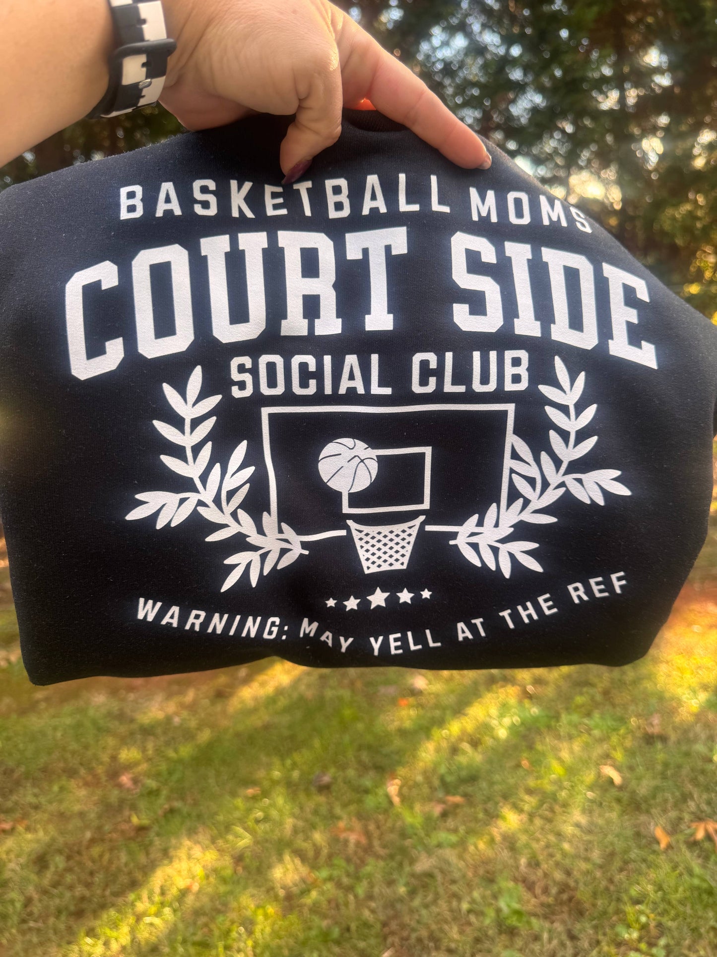 Courtside Moms Club Basketball T-Shirt - front view | Bleacher Babe