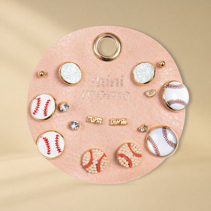 Sports Stud Earrings for Women - Baseball Assorted Set - front view | Bleacher Babe