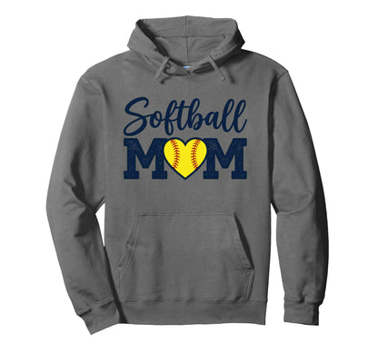 Softball Mom Heart Fastpitch Mama Game Hoodie - Minimalist Print Unisex