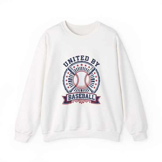 United by Baseball Crewneck Sweatshirt | Patriotic Baseball Graphic, Vintage Red White Blue