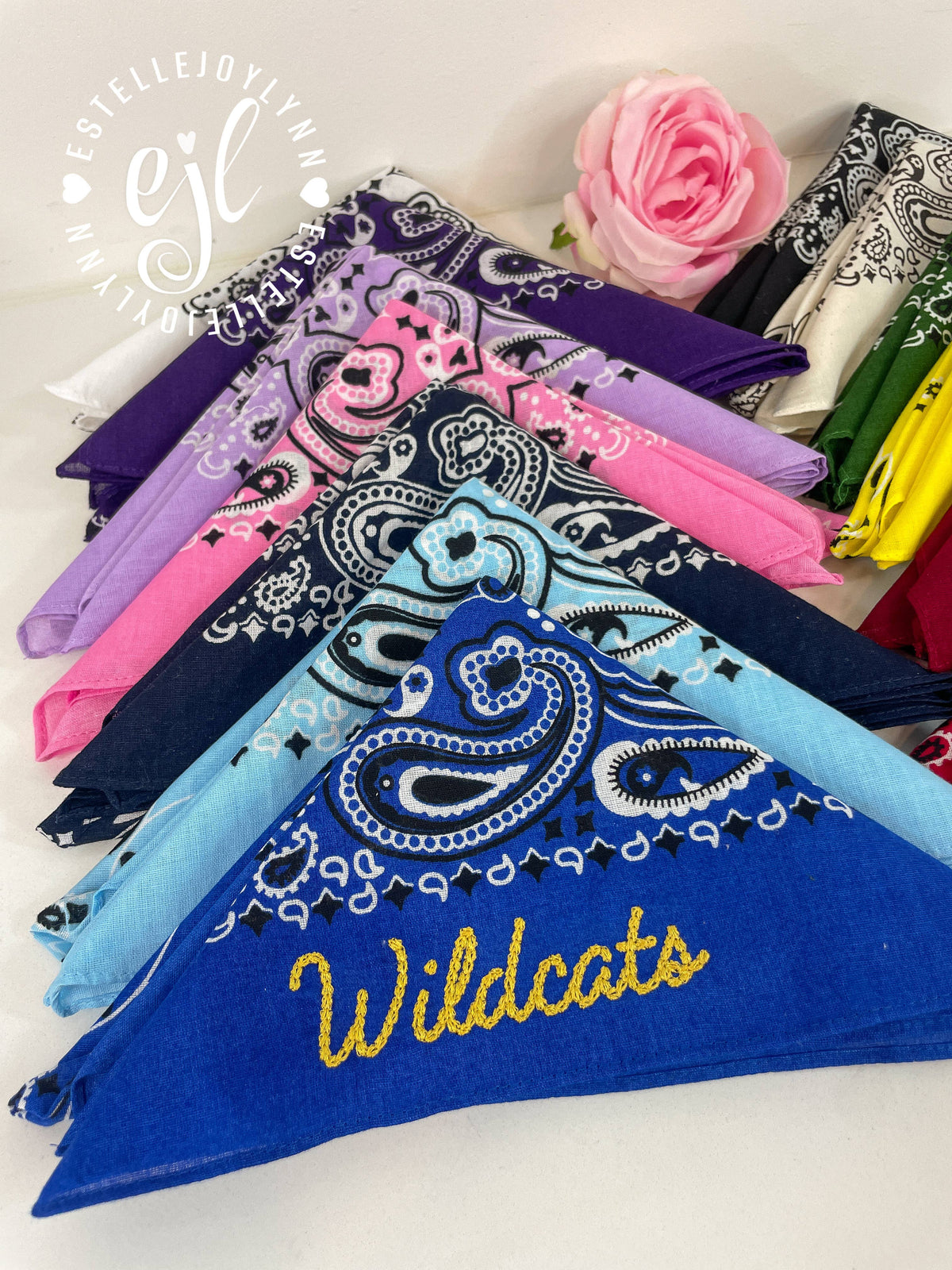 Bandana Bows Barrette CUSTOM Embroidered School Spirit