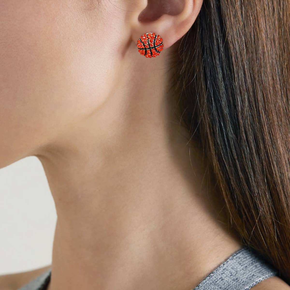 Sports Stud Earrings Multipack Assorted Set - Basketball - back view | Bleacher Babe