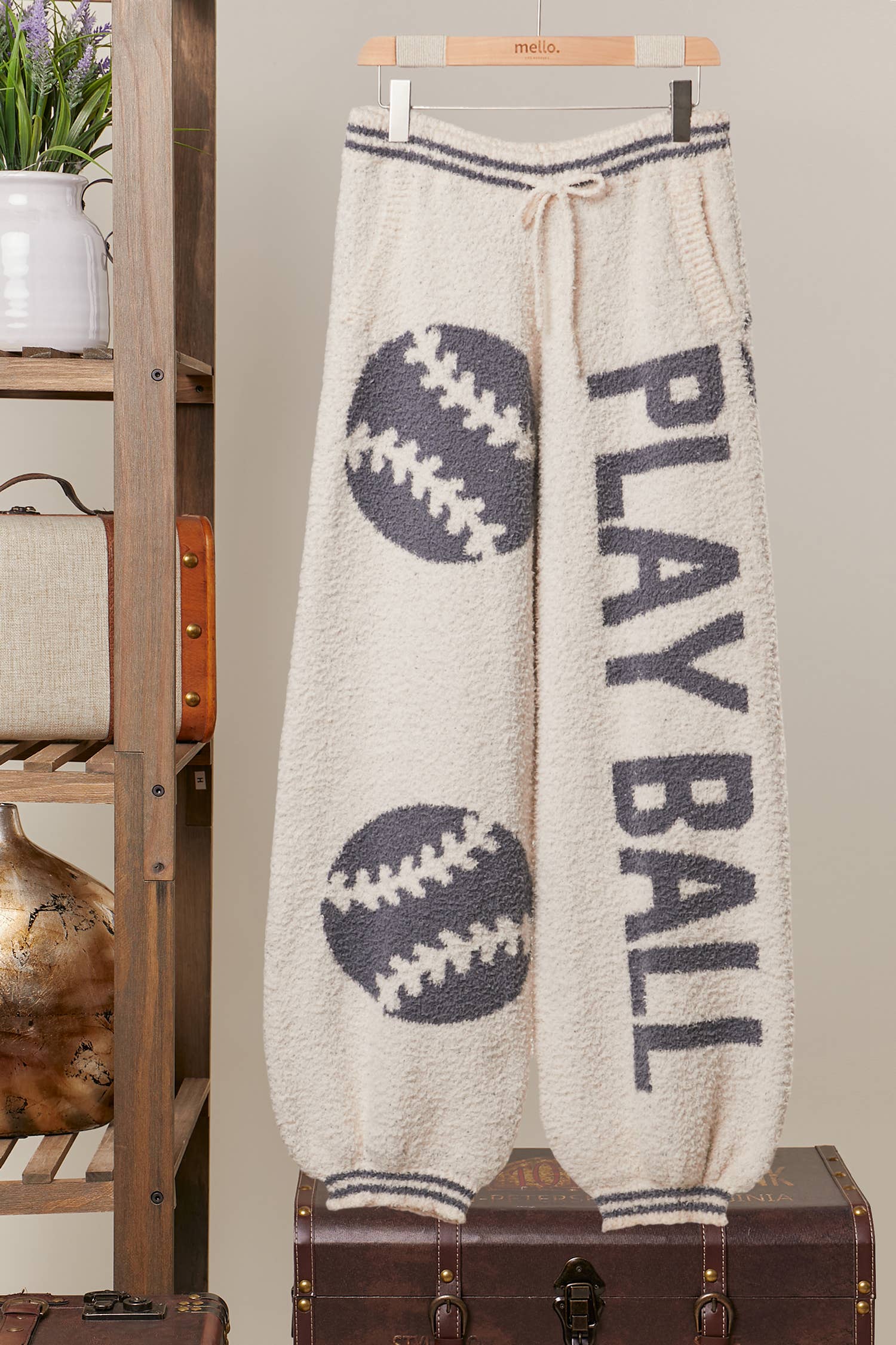 PlayBall Baseball Cozy Knit Pants - front view | Bleacher Babe