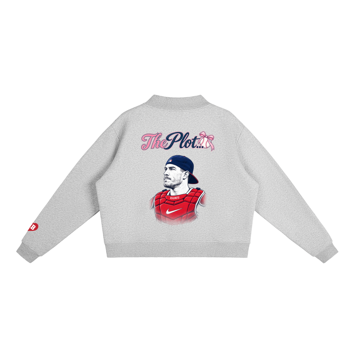 Here for the Plot Women's Oversized Baseball Sweatshirt, Mock Neck Fleece Game Day Pullover | Bleacher Babe