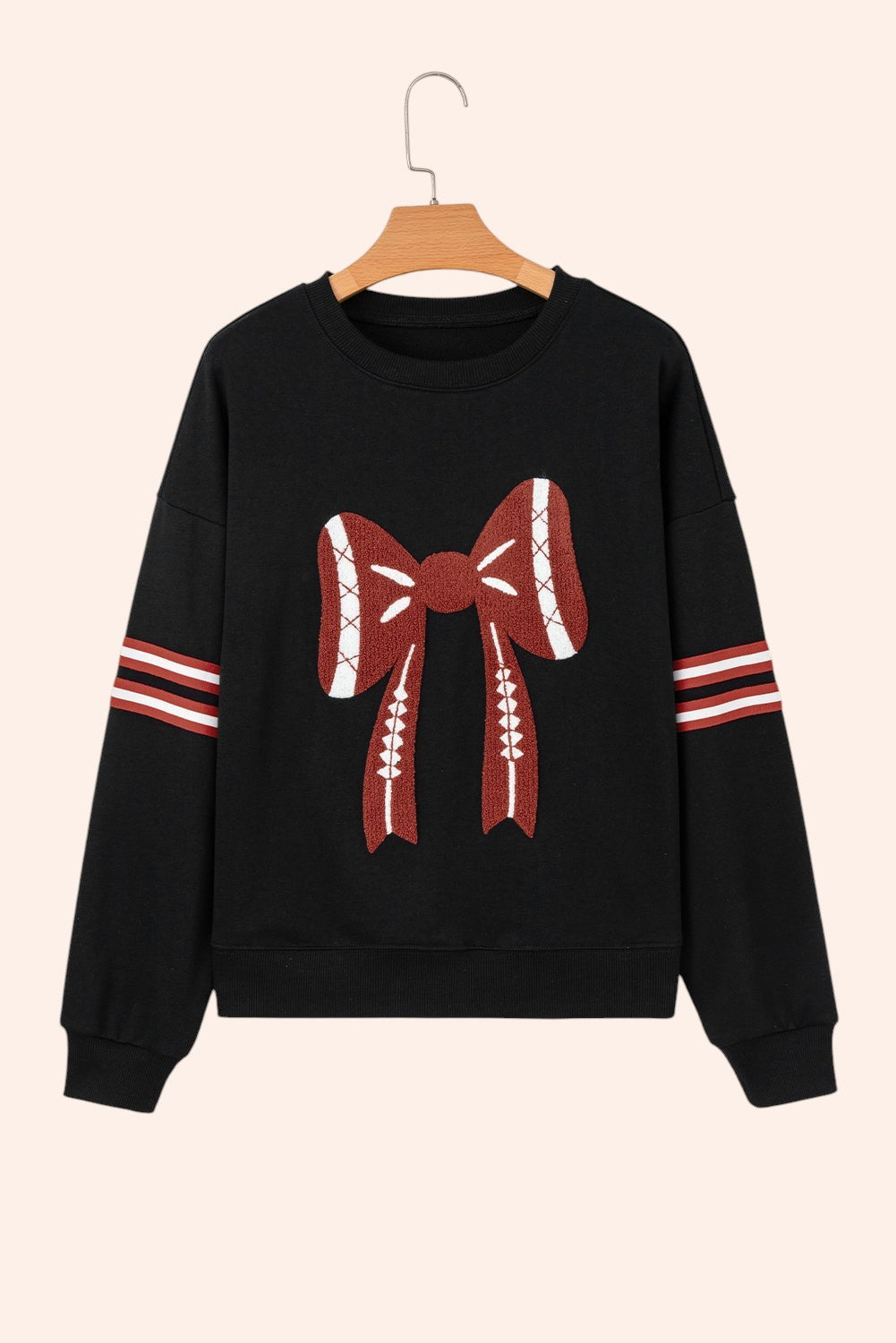 Baseball Bow — Varsity Black Sweatshirt