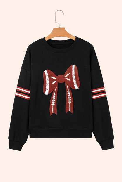 Baseball Bow — Varsity Black Sweatshirt