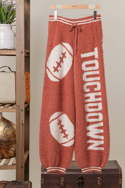 Game Day FootBall Cozy Knit Pants - front view | Bleacher Babe