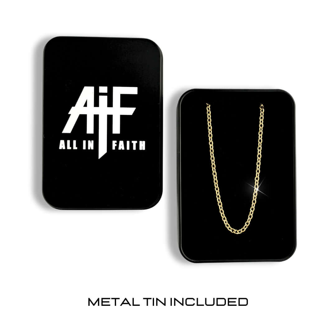 Small 10k Gold Cross Necklace w/ Stainless Steel Chain