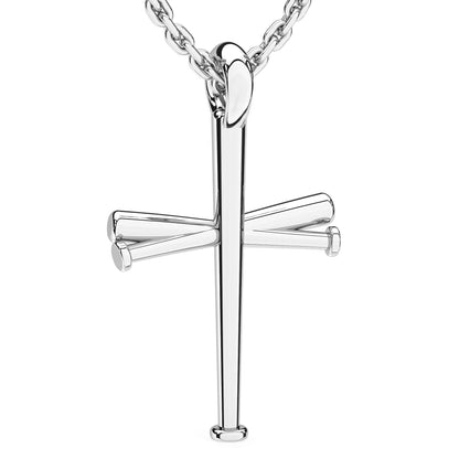 XL Baseball Bat Cross Necklace