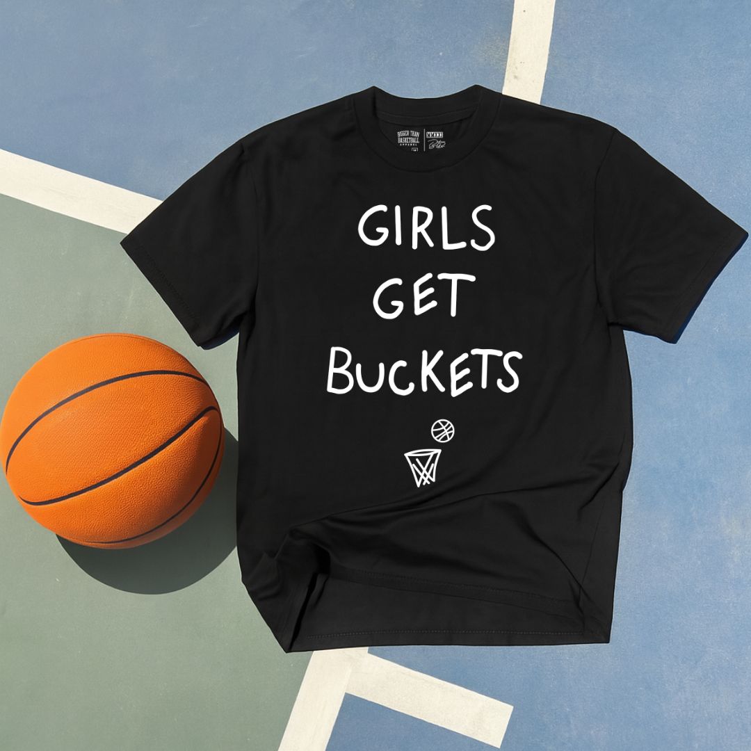 Girls Get Buckets -- Basketball Tee | Black
