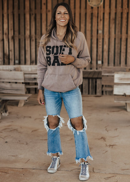 SOFTBALL Vintage Raglan Hoodie *Zinc (S-3X)