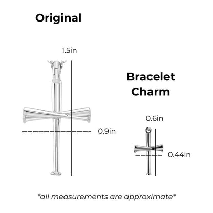 Baseball Bat Cross Bracelet Charm