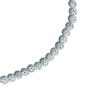 Whiteout Iced Out Baseball Bead Necklace | White