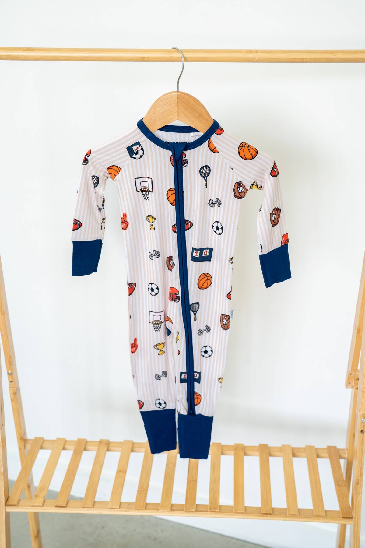 Vintage Varsity Sports Bamboo Zippy Romper for Baby
