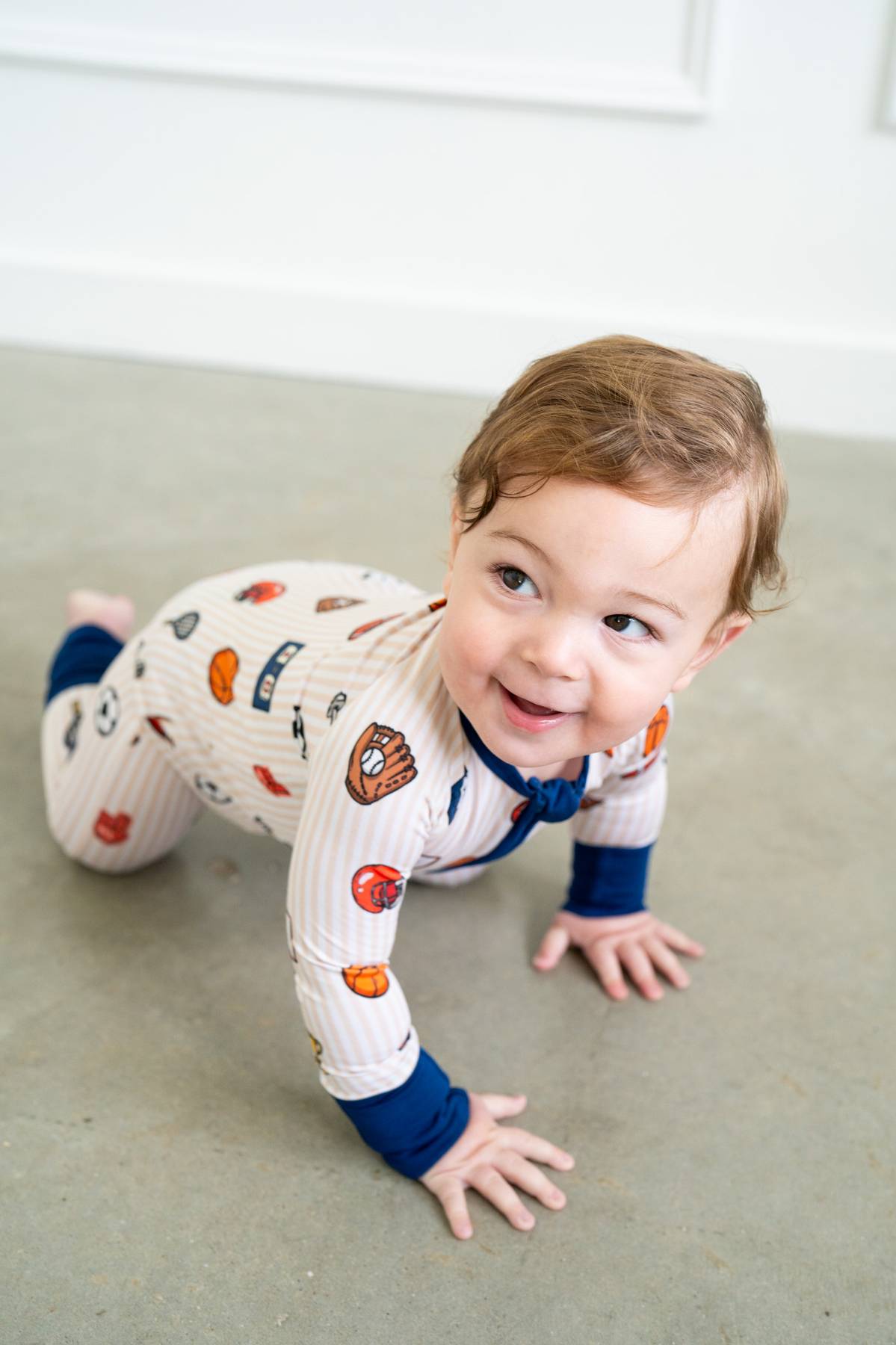 Vintage Varsity Sports Bamboo Zippy Romper for Baby