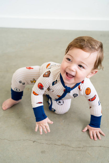 Vintage Varsity Sports Bamboo Zippy Romper for Baby