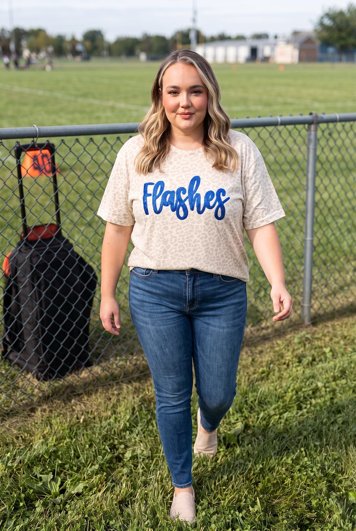 Florence Glitter Leopard Tee, Florence NJ Game Day Shirt
