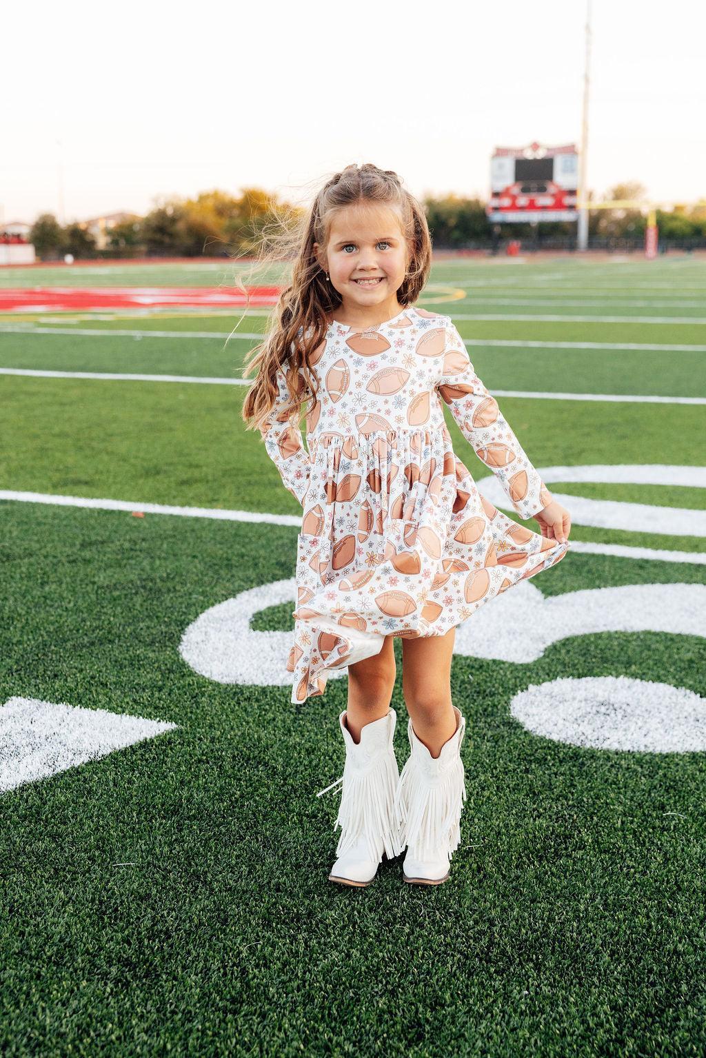 Football Friday -- Girls L/S Pocket Twirl Dress
