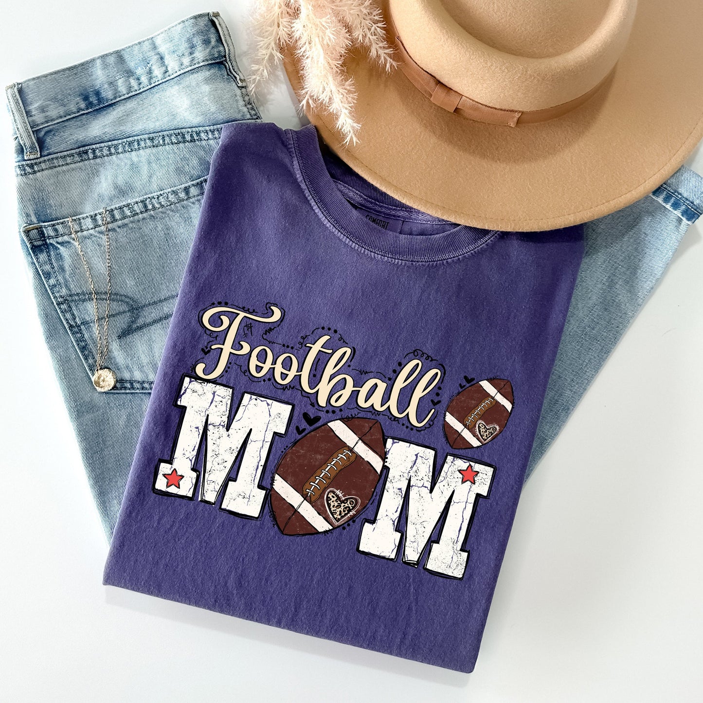 Football Mom Comfort Colors T-Shirt -- Gameday Tailgate Tee