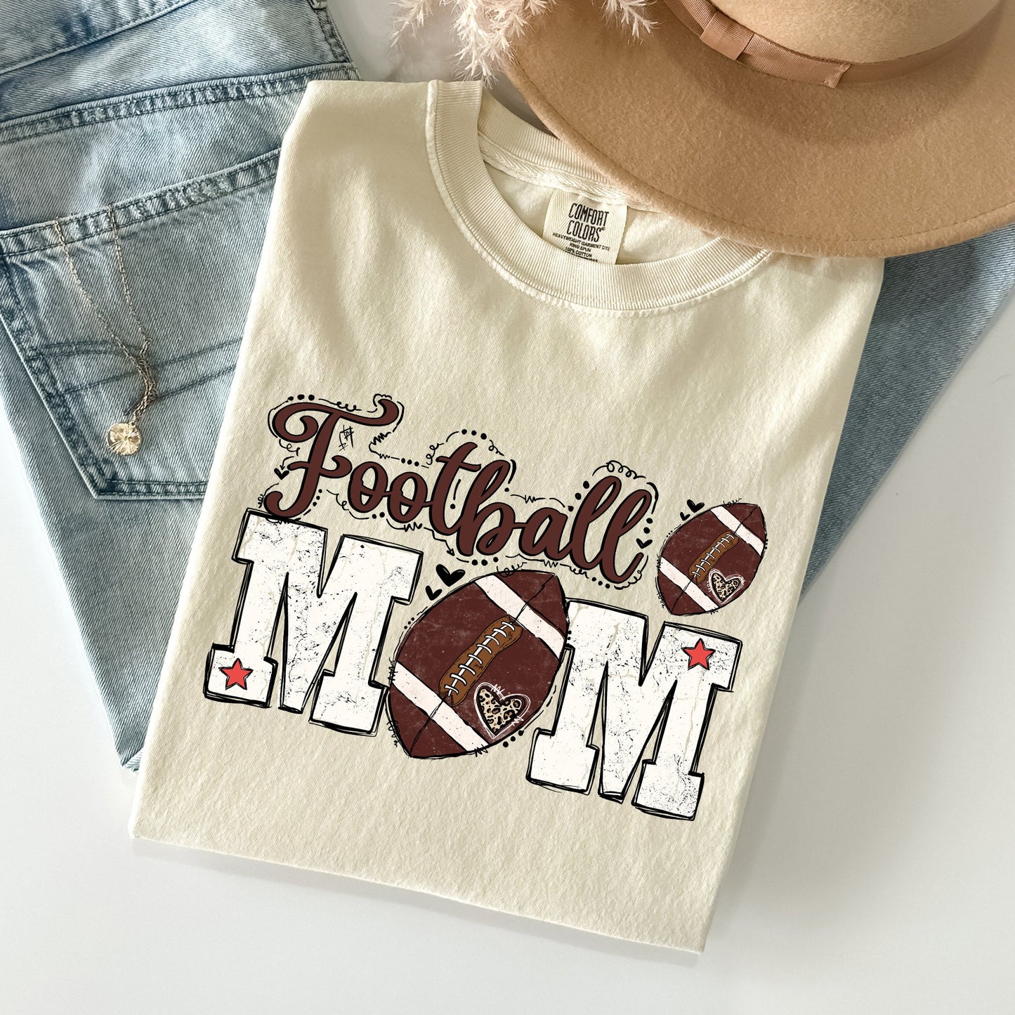 Football Mom Comfort Colors T-Shirt -- Gameday Tailgate Tee