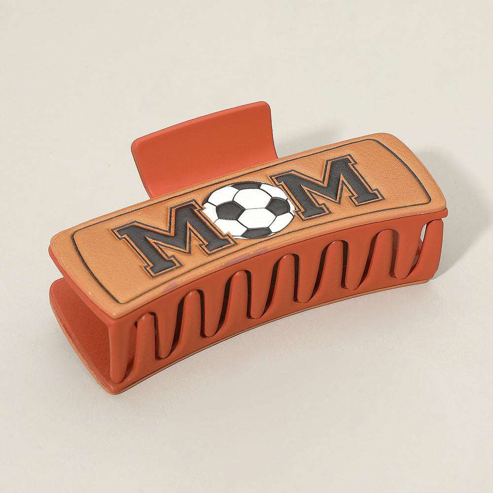 Soccer MOM Faux Leather Hair Claw Clip