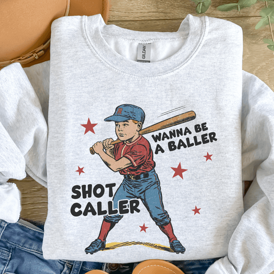 Wanna Be a Baller -- Retro Baseball Crewneck Sweatshirt