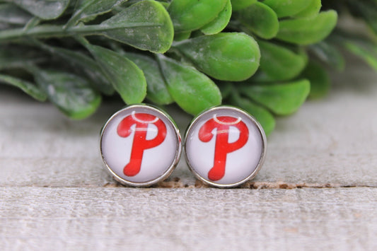 Phillies P Logo Stud Earrings