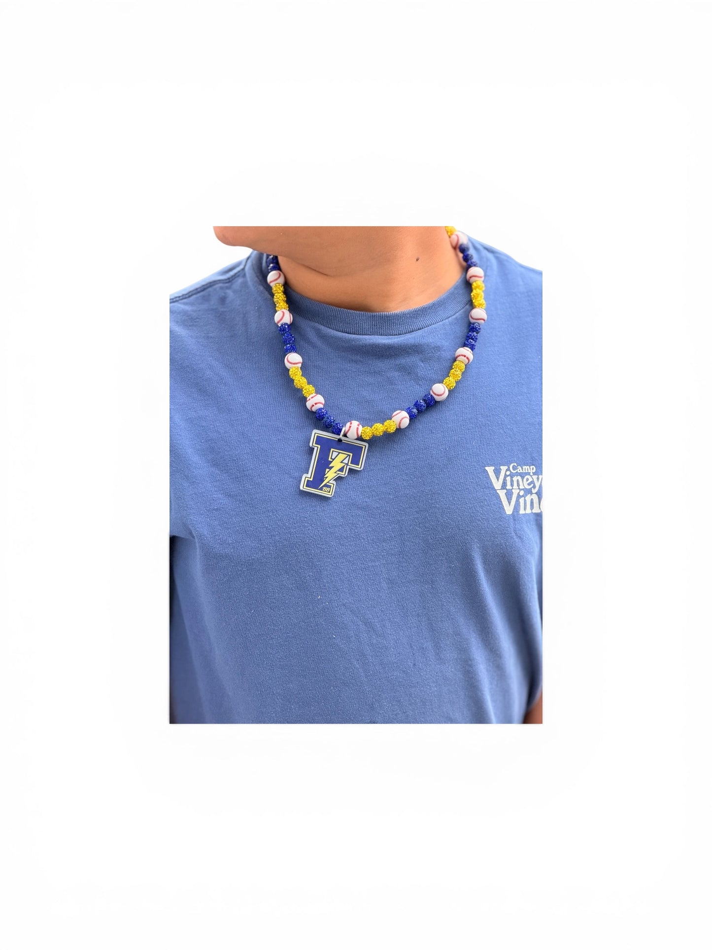 CUSTOM TEAM SPIRIT NECKLACE ⚾💙 - front view | Bleacher Babe